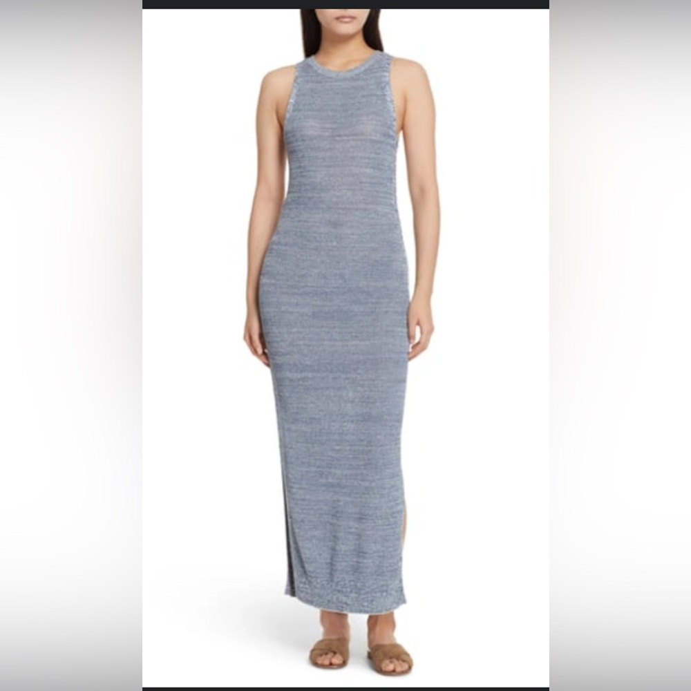 Theory Marled Pointelle Prosecco Maxi Dress Small